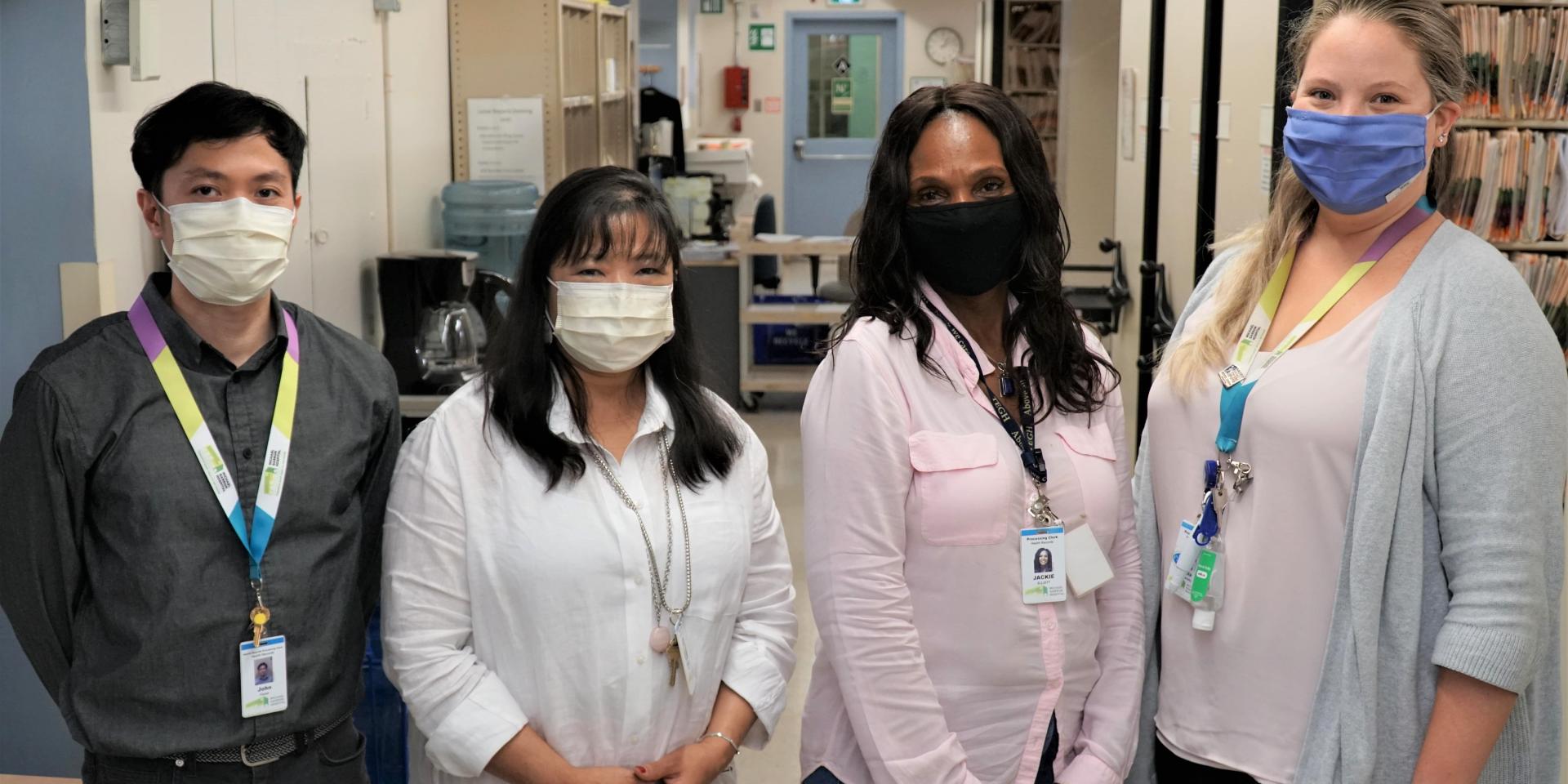 From left, health information management professionals John Ferrer, Daisy Ferrigan, Jackie Elliott and Nadia Stanichevsky.