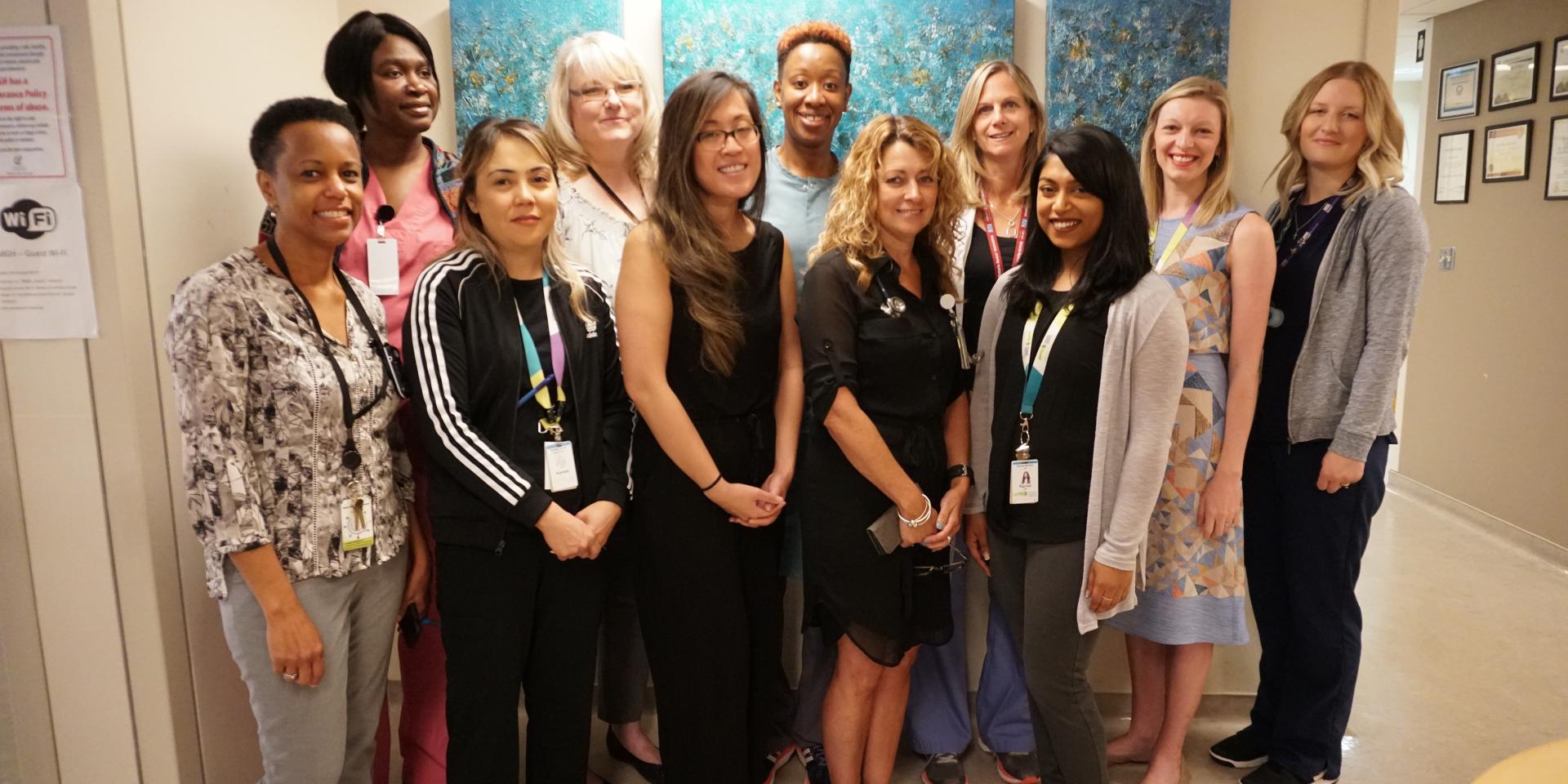 Rachel Whitty with members of the oncology team