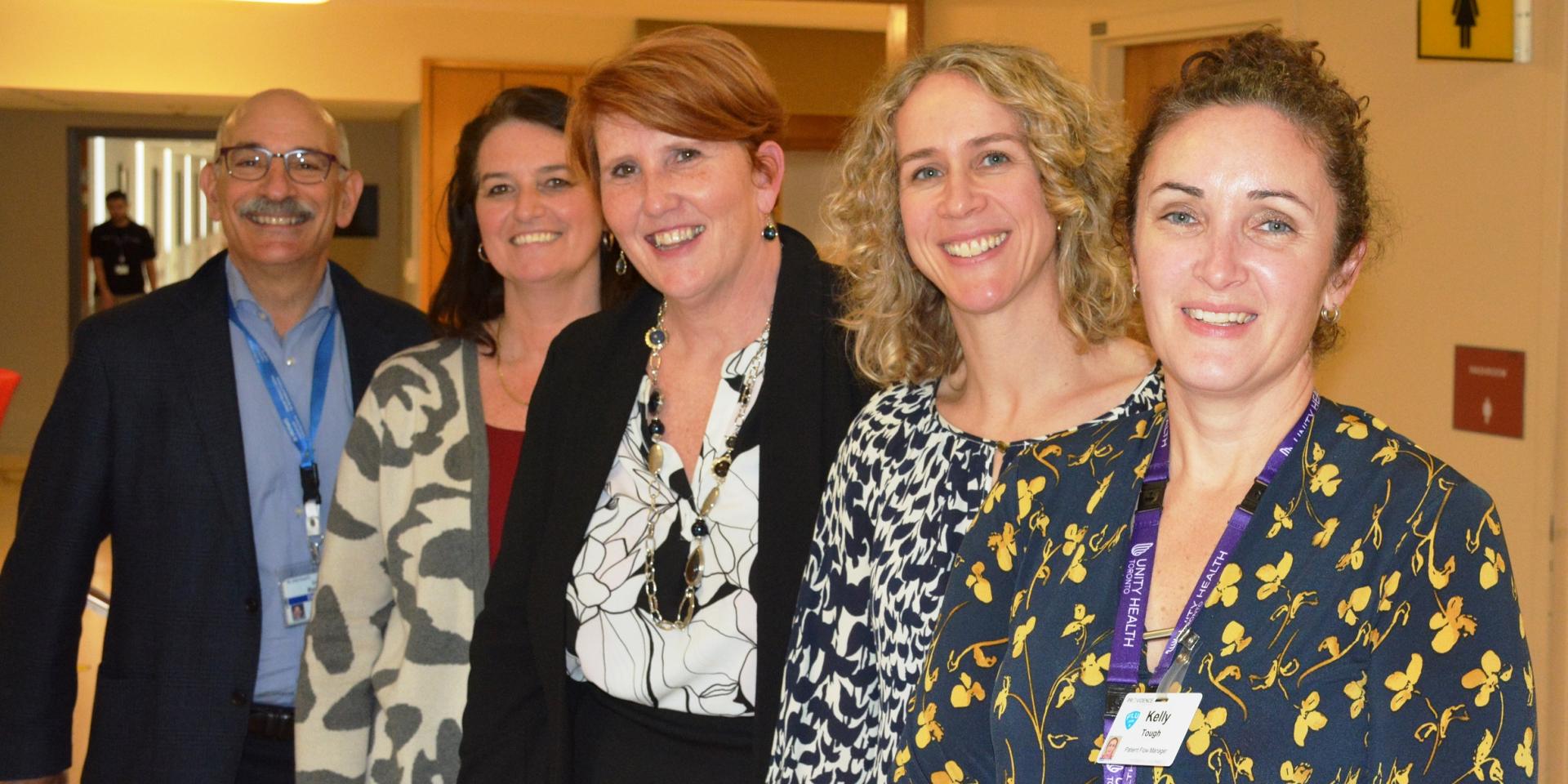 The Unity Health - MGH BCoE Steering Committee: Dr. Ori Rotstein, Sonya Canzian, Jane Harwood, Dr. Mary-Anne Aarts and Kelly Tough 