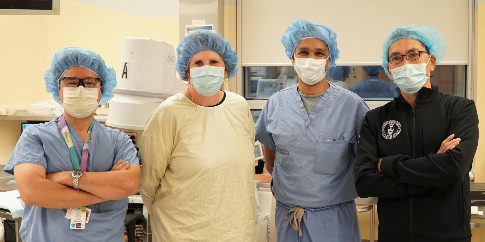 From left, Dr. Carmine Simone, Jane Harwood, Dr. Rajiv Singal and Dr. Desmond Lam