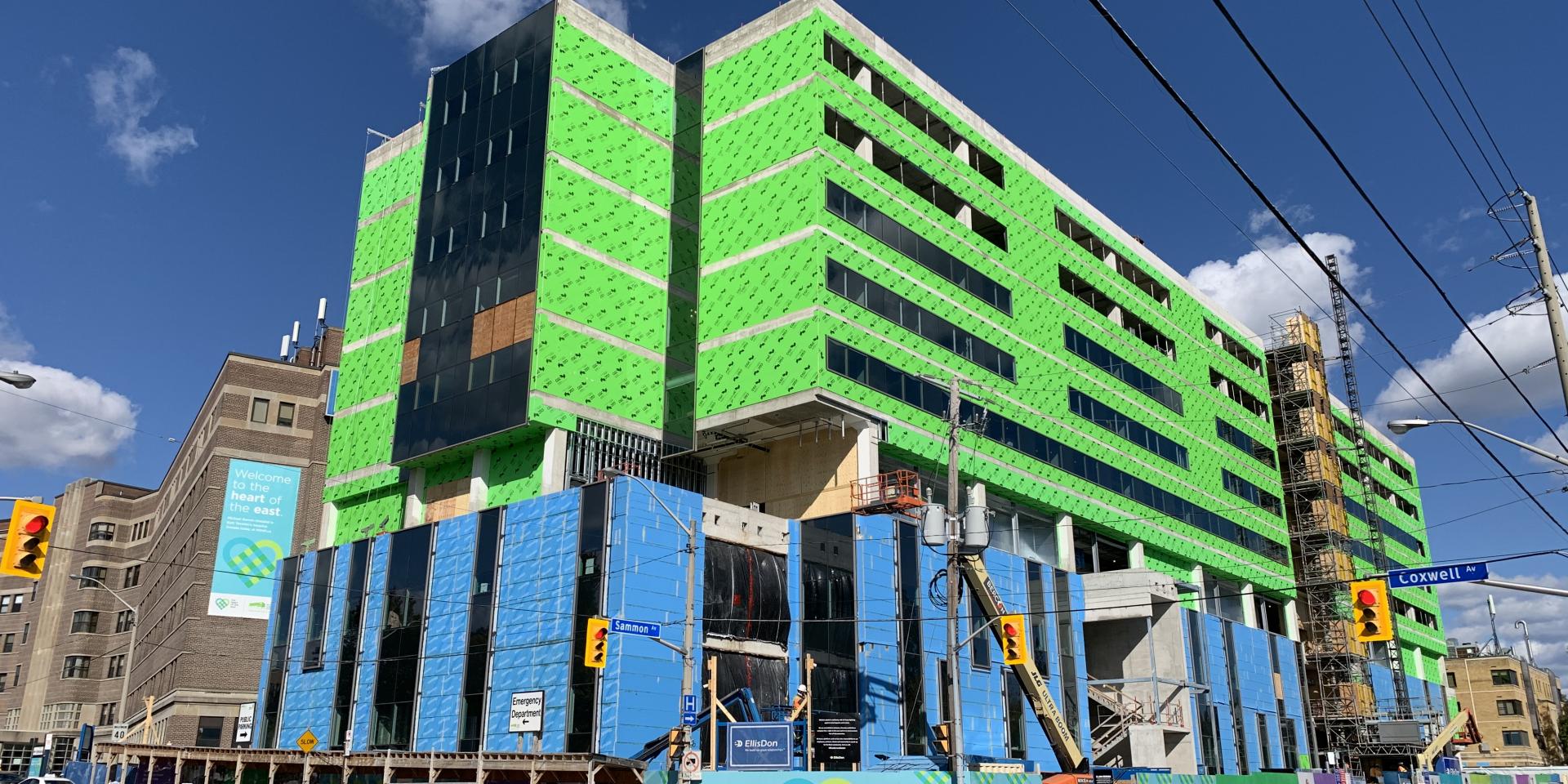 Construction site at the corner of Coxwell and Sammon Avenues