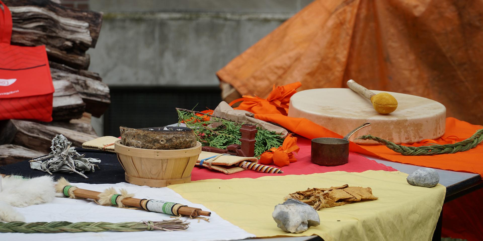 Items on table ready for the beginning of the ceremony