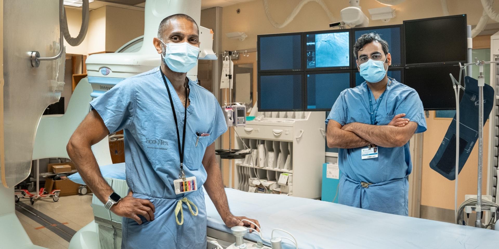 Dr. Harindra Wijeysundera and Dr. Mohammad Zia in procedure room at Sunnybrook