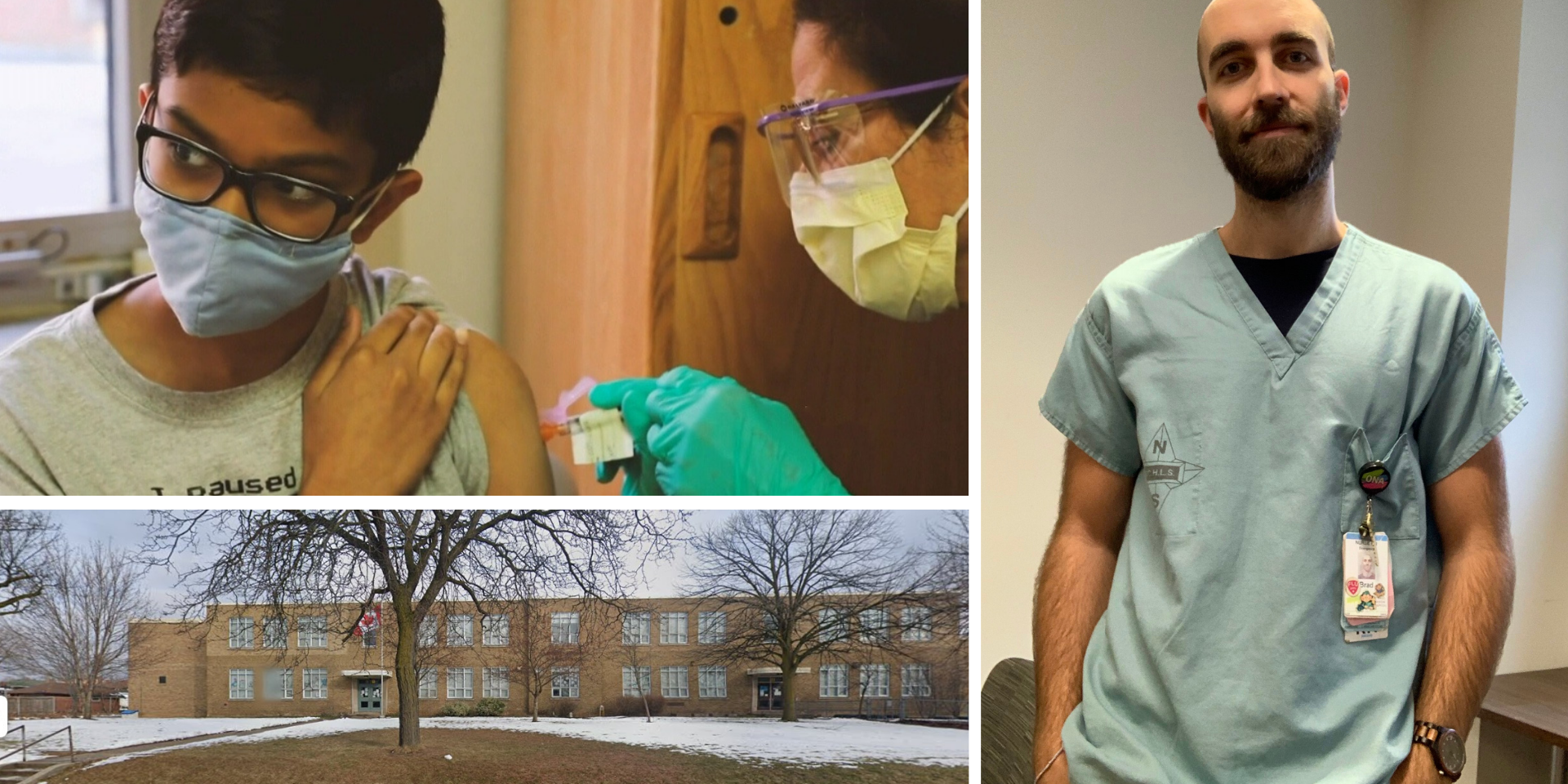 A collage of images from MGH and ETHP's school-based vaccine clinics.