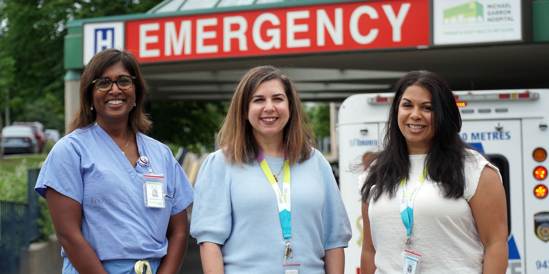 From left to right: Dr. Rajani Vairavanathan, Melanie Kohn and Dr. Ruchi Mohindra