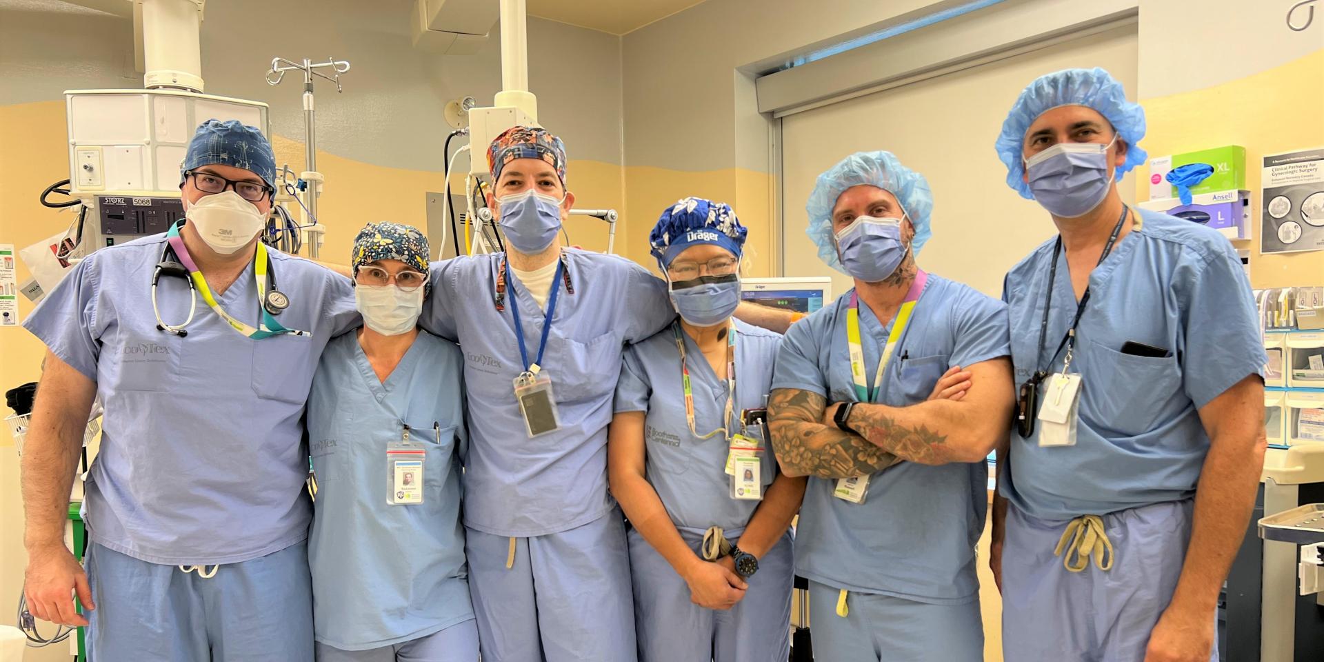 Anesthesiology team standing in scrubs.