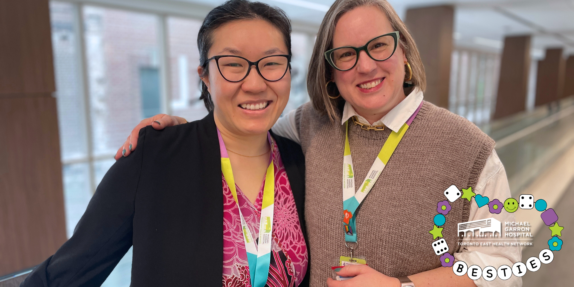 Amy Hu, Manager, Operational Excellence, and Sarah Keenan, Consultant, Organizational Development pose at MGH. 