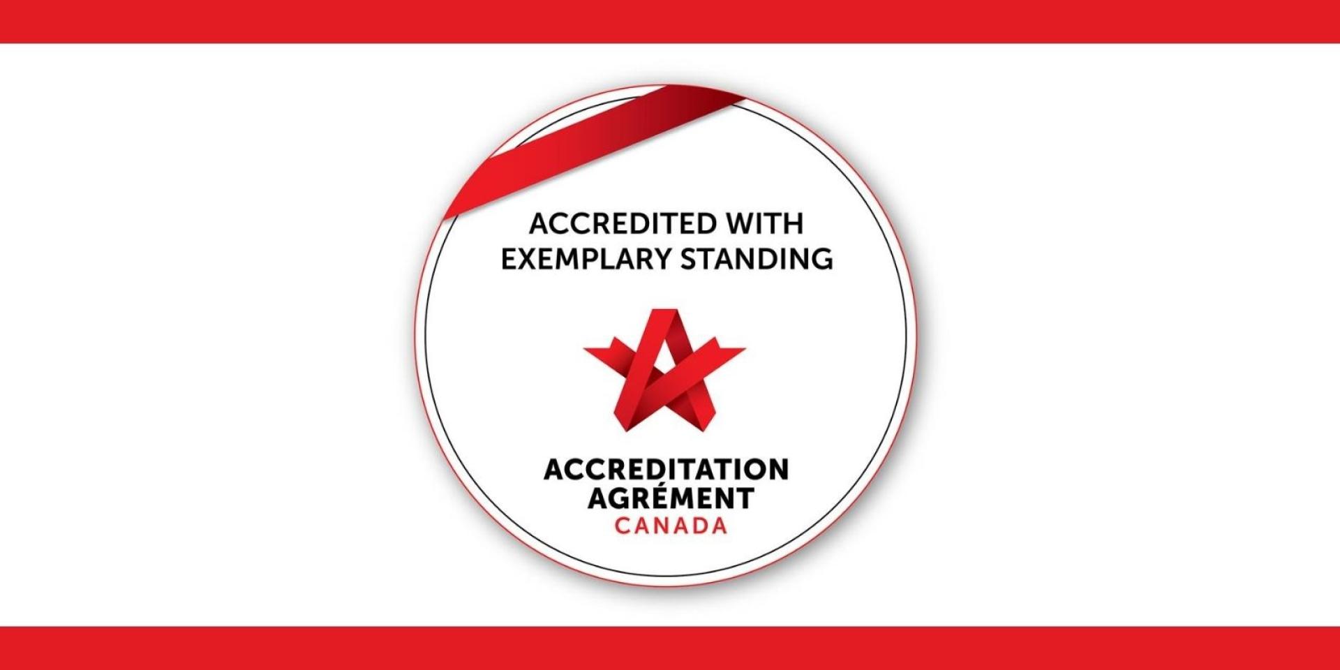 Image shows badge which reads "Accreditation with Exemplary Standing"