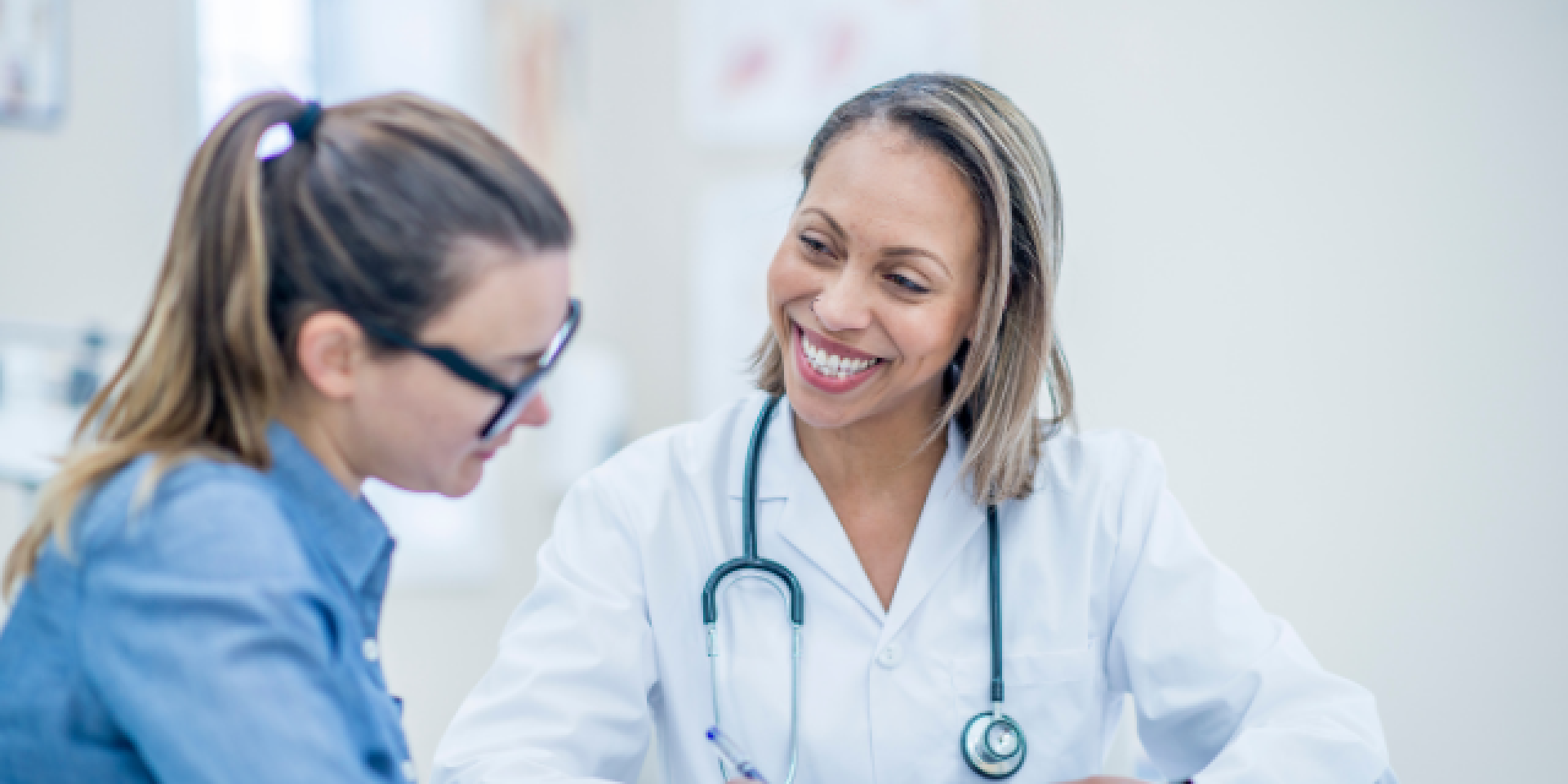 A doctor talks to a patient