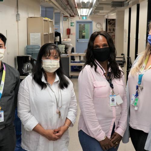 From left, health information management professionals John Ferrer, Daisy Ferrigan, Jackie Elliott and Nadia Stanichevsky.