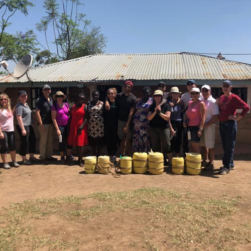 Group standing after the water run