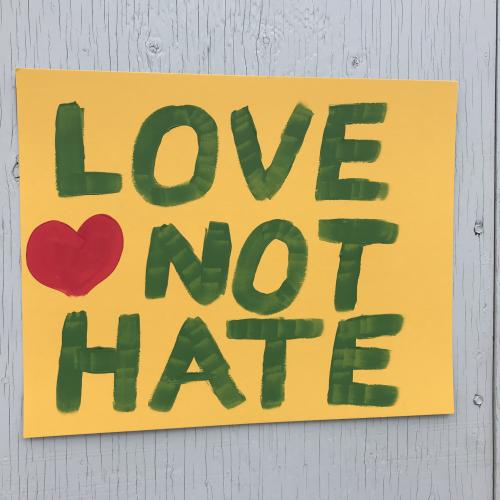 Love not hate sign