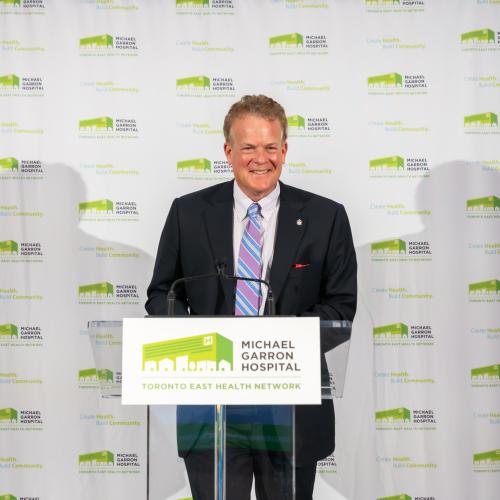 His Worship John Tory, Mayor, City of Toronto, makes remarks at the celebratory grand opening of the new Ken and Marilyn Thomson Patient Care Centre.