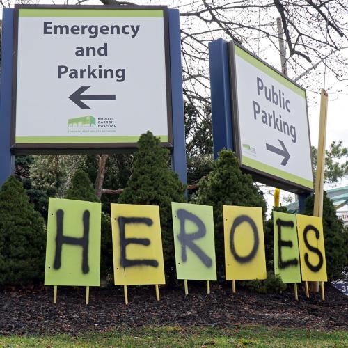 Heroes sign outside of the MGH Clinical Assessment Centre
