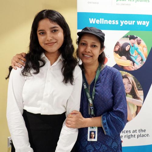 Serena Datta, a local youth resident, and her mom, Rajasree Datta, at the grand opening of the Thorncliffe Park Youth Wellness Hub on July 18.