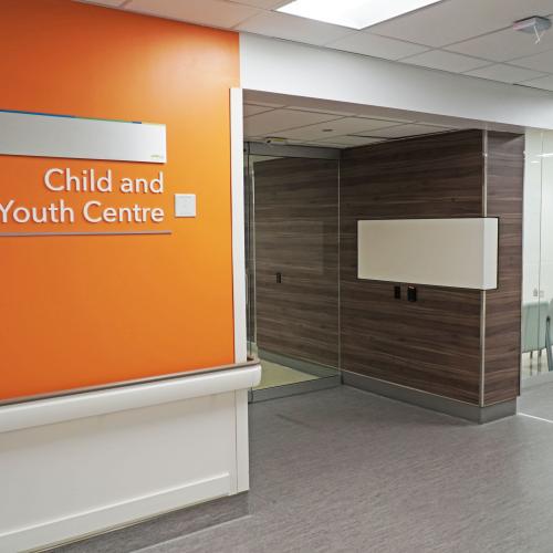 The outside of the BMO Child and Youth Centre at Michael Garron Hospital.
