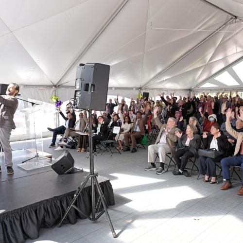 Dr. Carmine Simone, Executive Vice-President, Medical, Redevelopment, Strategic Clinical Partnerships and Innovation, takes a selfie with attendees at the celebration.