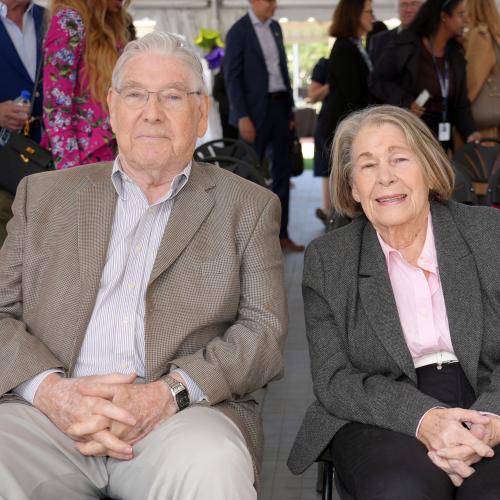 Myron and Berna Garron take in the new hospital entrance.