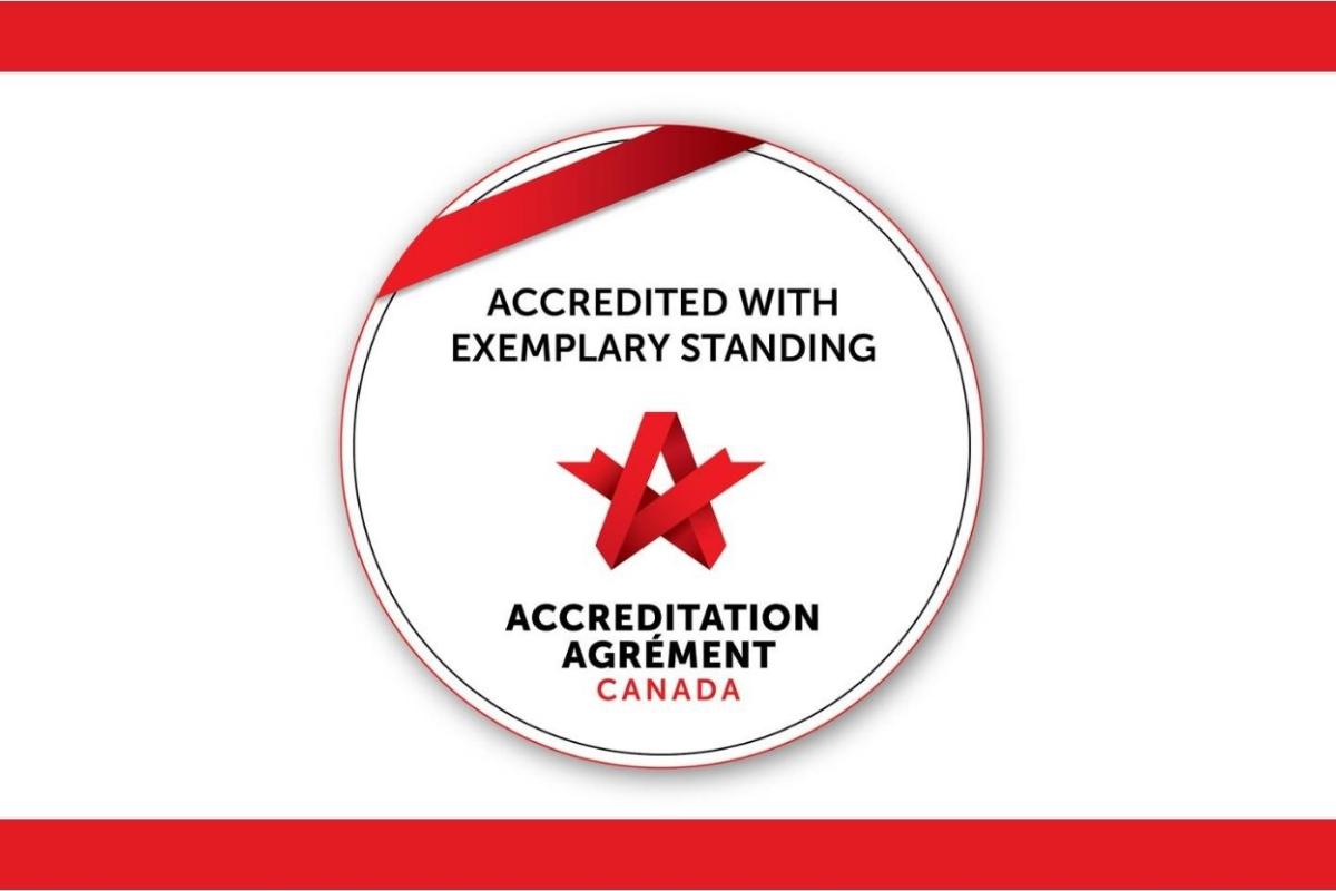 Image shows badge which reads "Accreditation with Exemplary Standing"