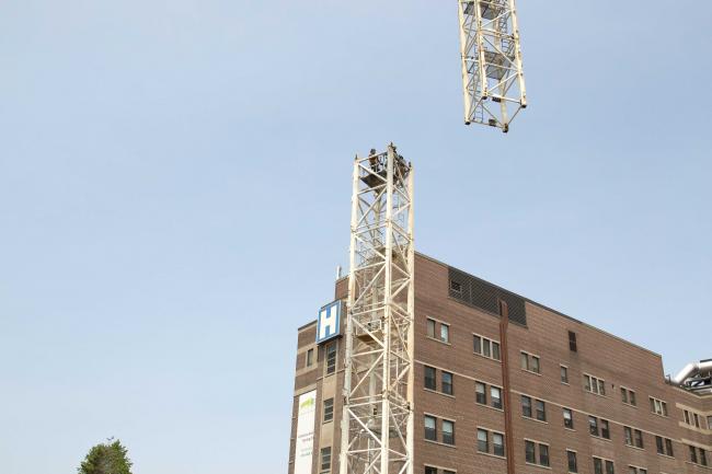 First crane at MGH