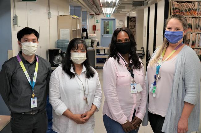 From left, health information management professionals John Ferrer, Daisy Ferrigan, Jackie Elliott and Nadia Stanichevsky.