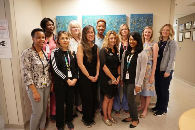 Rachel Whitty with members of the oncology team