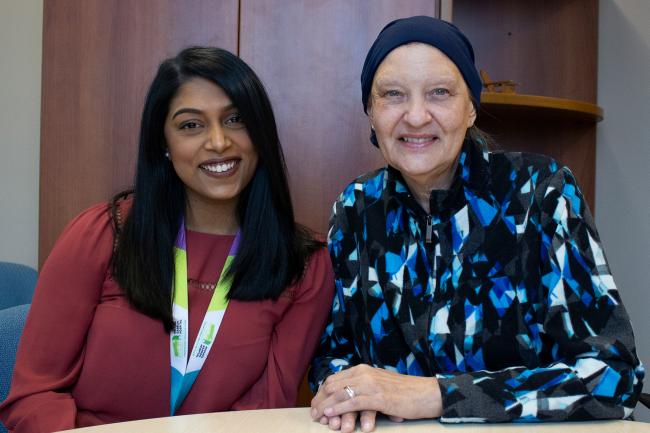  Rachel Isaac, Oncology Social Worker, with Susan Olubick.