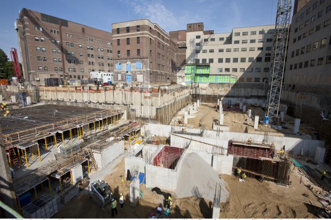 Construction of MGH's new underground parking structure