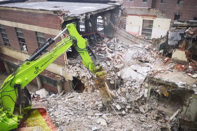 E Wing being demolished