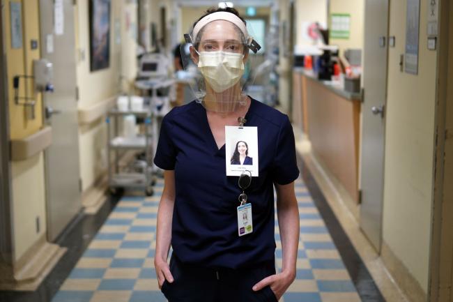 Leah Silber stands in hospital hallway