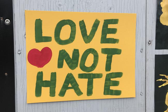 Love not hate sign