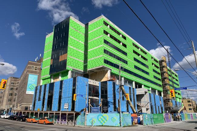 Construction site at the corner of Coxwell and Sammon Avenues