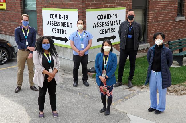 MGH's Clinical Assessment Centre team stand outside the clinic on the day of its launch.