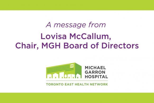 A banner stating "A message from Lovisa McCalum."