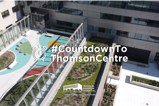 Aerial shot of both the mental health and public terraces in the Ken and Marilyn Thomson Patient Care Centre