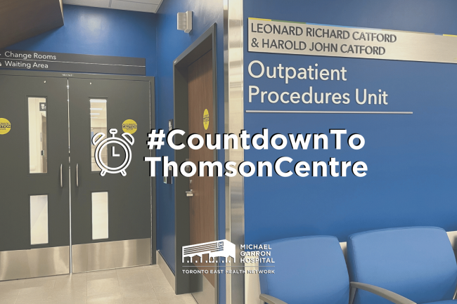 Entrance to the Leonard Richard Catford and Harold John Catford Outpatient Procedures Unit in the Thomson Centre.