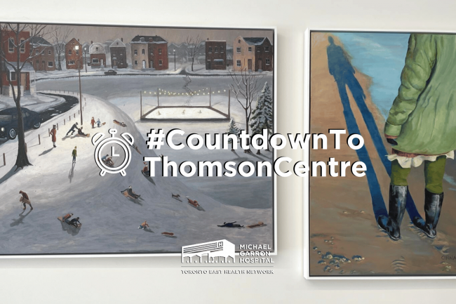 #CountdownToThomsonCentre: two images of art on the wall of the Thomson Centre