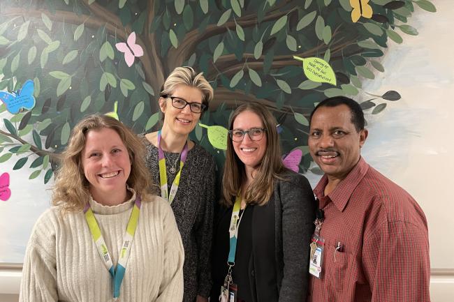 From left, Jaimie Kennedy, Clinical Lead, Child and Youth Health Services; Dr. Krista Lemke, Medical Director, Child and Adolescent Mental Health; Adina Hauser, Manager, Child and Youth Health Services; and Yohannes Cheru, Supervisor, Mental Health Services. 