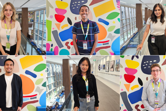 Banner displays six summer students
