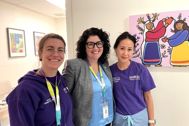 Three midwives pose at Michael Garron Hospital's Family and Newborn Clinic.