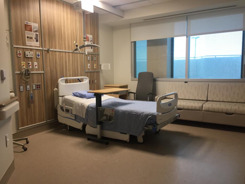 Mock-up of private inpatient surgical bedroom
