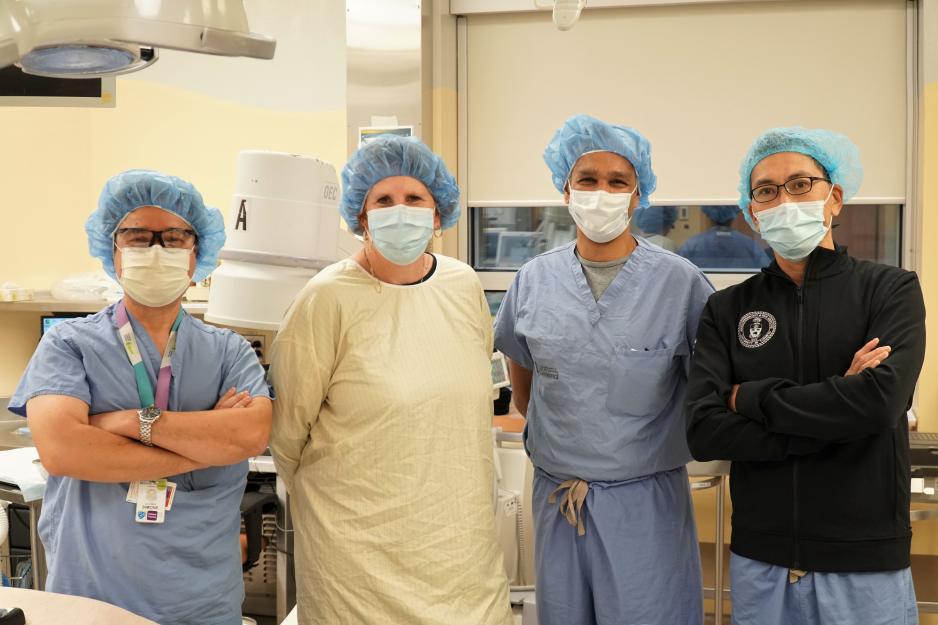 From left, Dr. Carmine Simone, Jane Harwood, Dr. Rajiv Singal and Dr. Desmond Lam