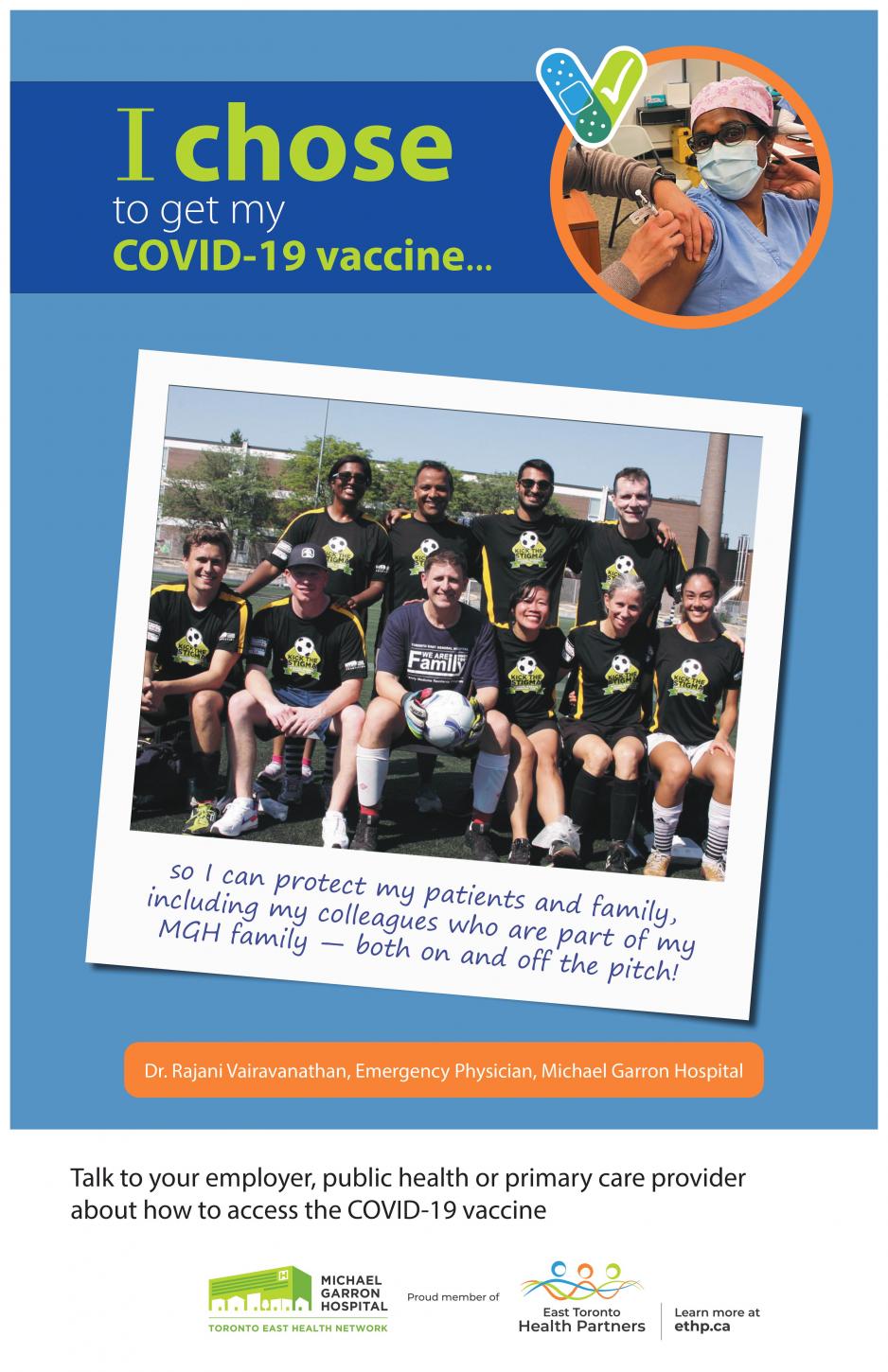 Dr. Rajani Vairavanathan's poster for ETHP's vaccine influencer campaign.