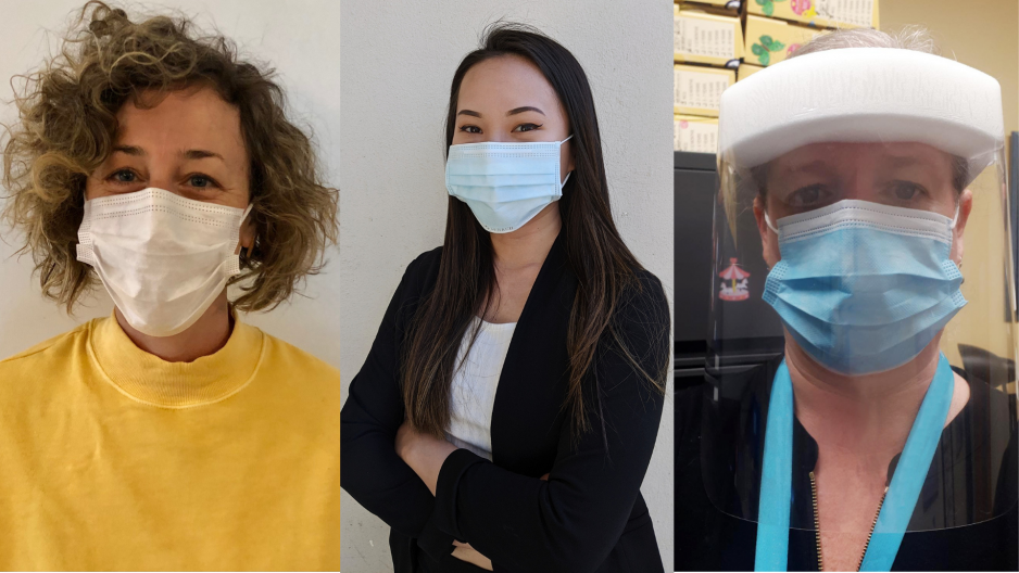 From left, Erika Nelson, social worker at SRCHC; Lucille Vuong, registered nurse at SRCHC; and Marilyn Van Der Kooi, mental health counsellor at East End CHC.