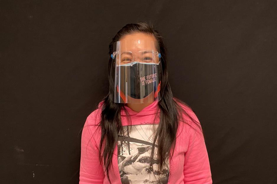Lisa Tsue, an educator at Grenoble Public School, is photographed wearing a mask and face shield. Lisa Tsue, an educator at Grenoble Public School, is photographed wearing a mask and face shield.