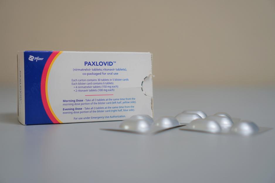 A box of Paxlovid, a COVID-19 oral antiviral treatment.