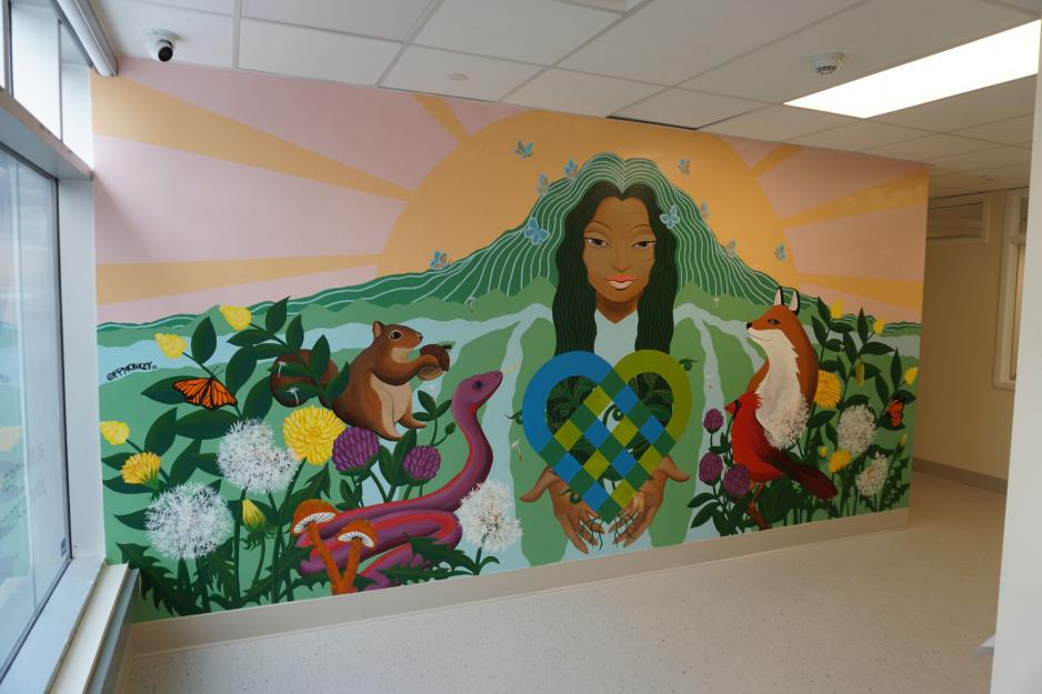 A mural on the wall of the interior of WWMS