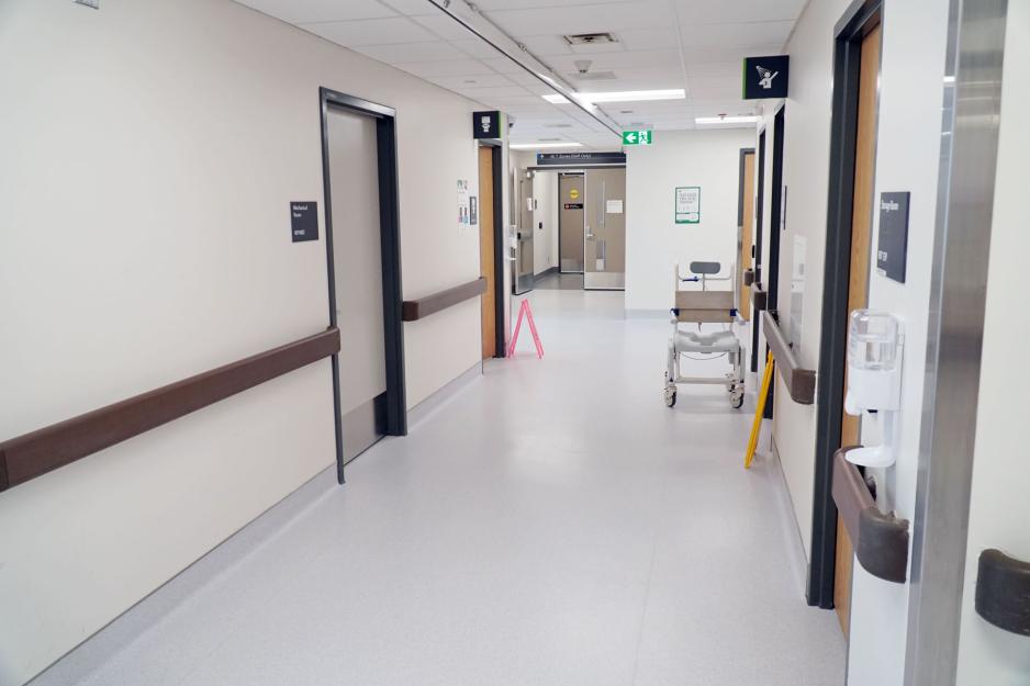 bright clean hospital hallway