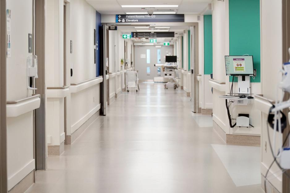 Bright cheerful hospital hallway